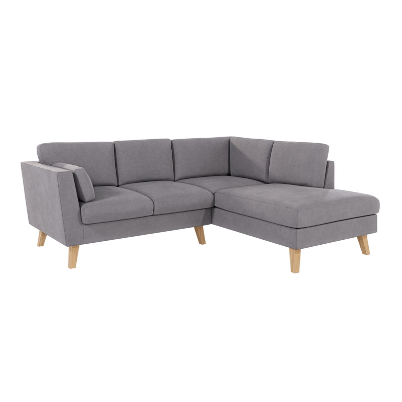  Scandinavian Corner Sofa, Grey, Right Hand Facing