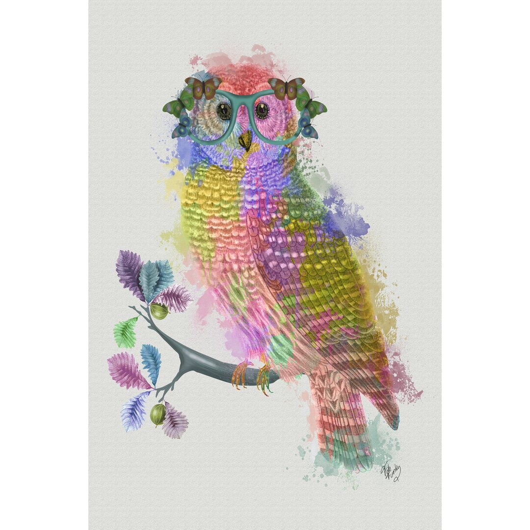 Leinwandbild Rainbow Splash Owl von Fab Funky