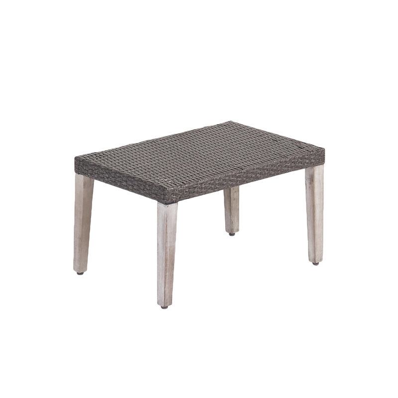Repose-pieds de patio gris en bois d'acacia et osier gris avec structure en métal