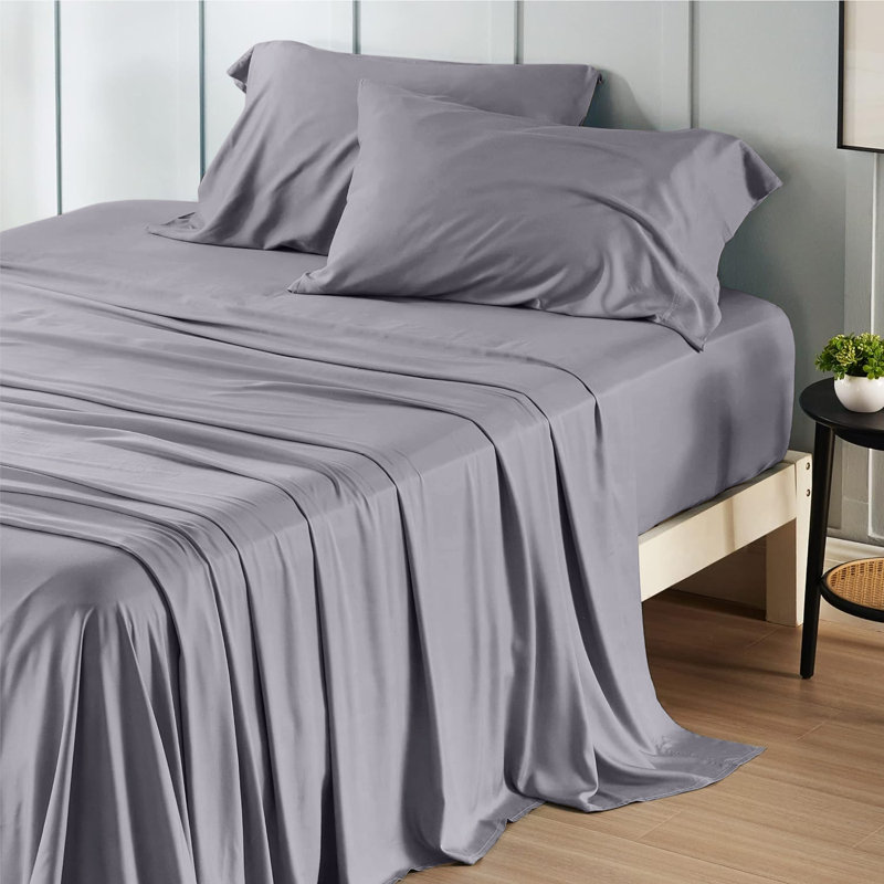 200 Thread Count Egyptian-Like Cotton Flat Sheet – Breathable, Soft and Wrinkle-Free, Grey, Super King (6')