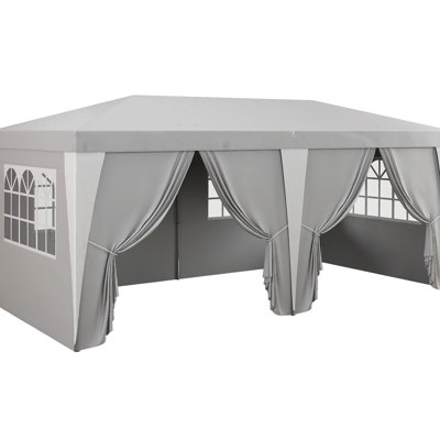 Large Pop Up Canopy, 6 Sidewalls, 4 Windows, Adjustable Height, Outdoor Wedding, Gray Canopy Tent For Parties, 19 X 10', Adjustable,
