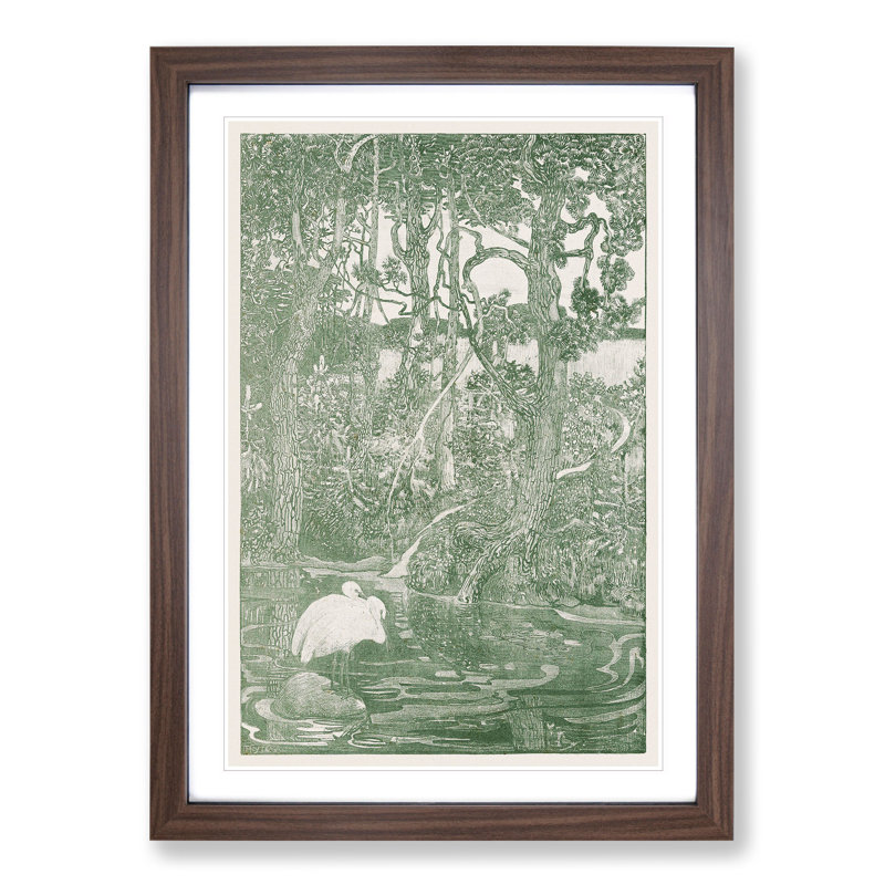 Two Herons by Theo Van Hoytema - Picture Frame Painting, 36cm H x 27cm W x 2cm D, Walnut Framed