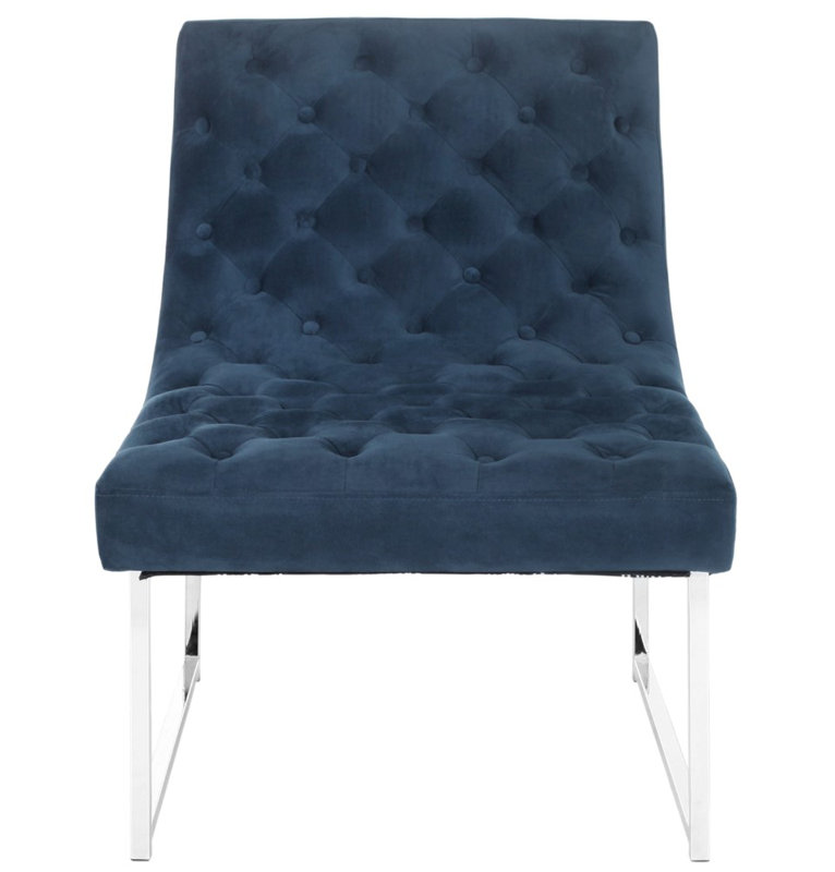 Tahmina Velvet Accent Chair, Navy Velvet