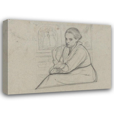 «Portrait d'Henriëtte Roland Holst-Van Der Schalk, assis à une performance avec deux filles» par Richard Nicolaüs, Roland Holst - Art sur toile tendue avec châssis