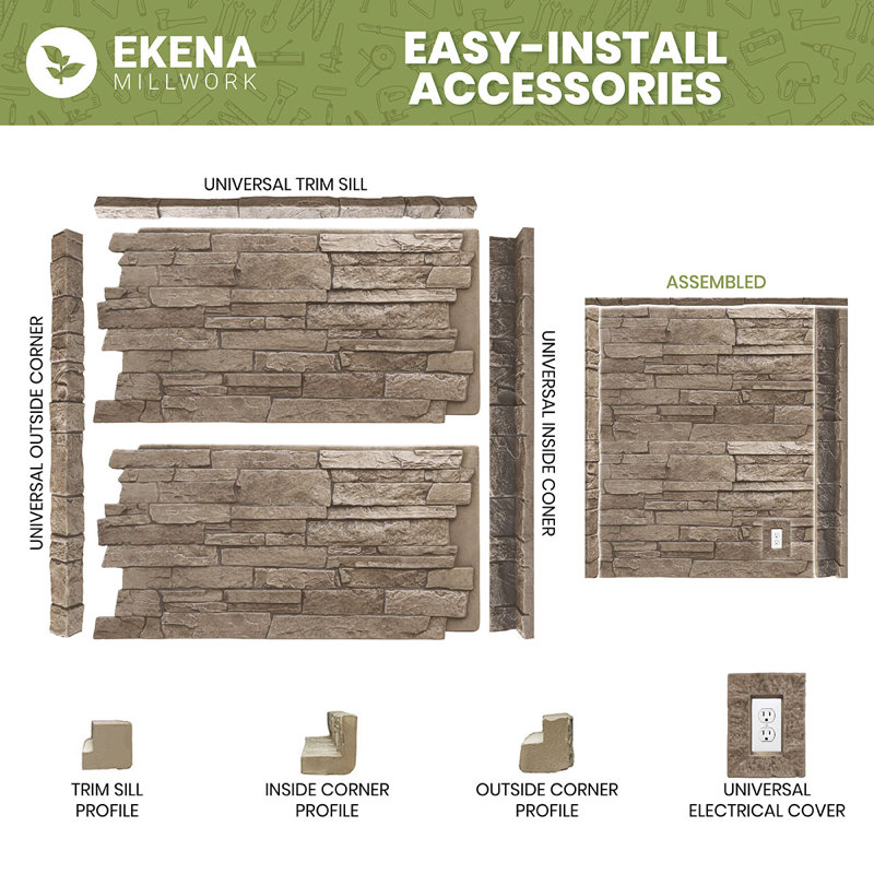 Harbor Mist Faux Stone Panel, 48"W x 23.75"H