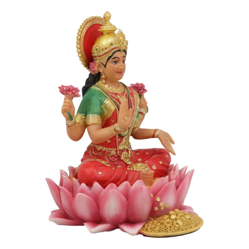Figurine assise, belle déesse indoue, Lakshmi, méditant sur un trône de lotus