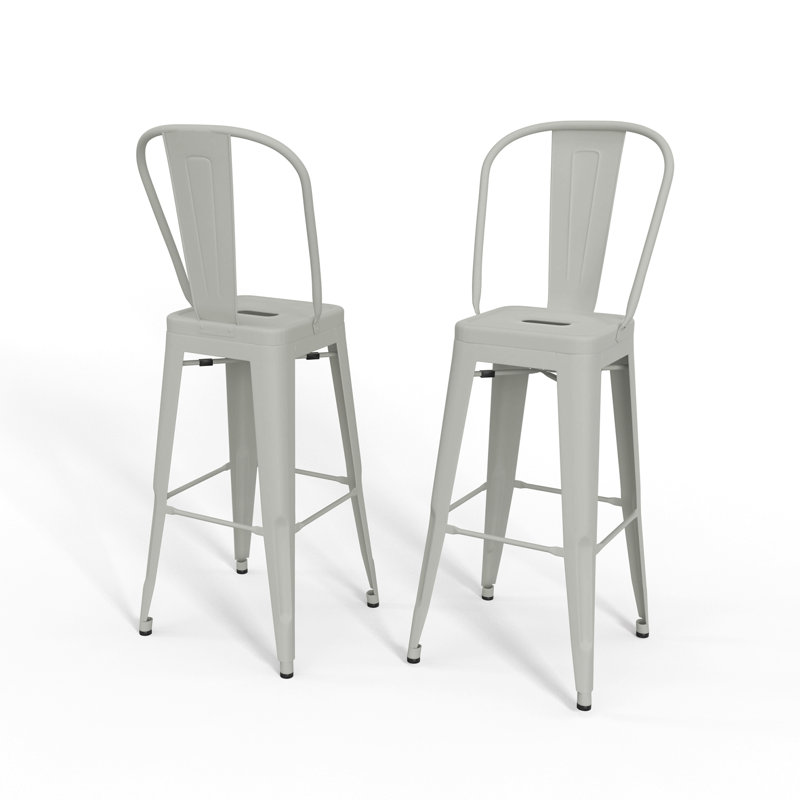 30" Metal Bar Stool (Set Of 2) - White