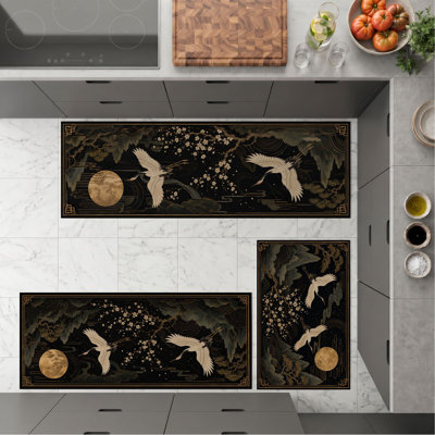 Crane Moon Non-Slip Washable Kitchen Mats