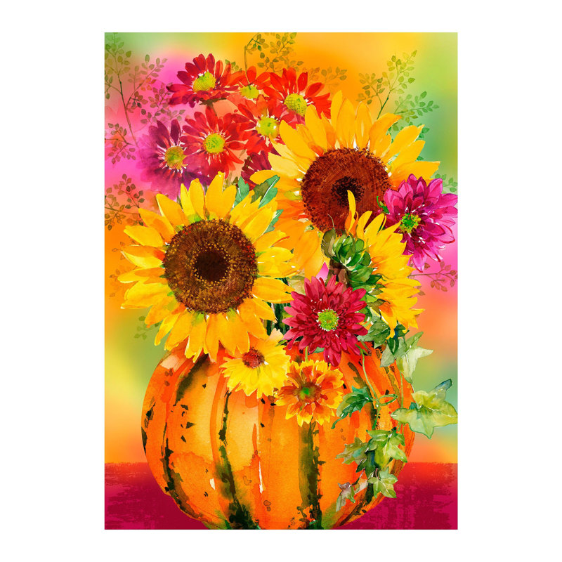 Drapeau de maison citrouille aquarelle florale