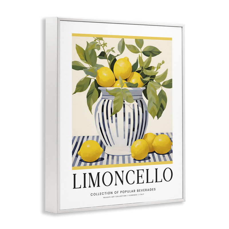 «Classic Kitchen Lemons», art de la giclée encadrée, design par lettré et doublé, H 20 po x l 16 po, Blanc