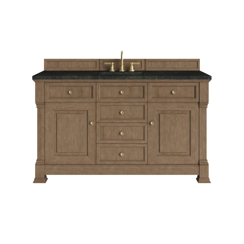 Brookfield 48'' W Single Vanity, Widespread, Victorian Silver, Black Onyx