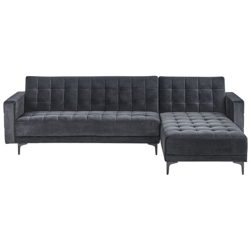 Aliyha 4 Seater Velvet Sofa Bed, Right Hand Facing, Black