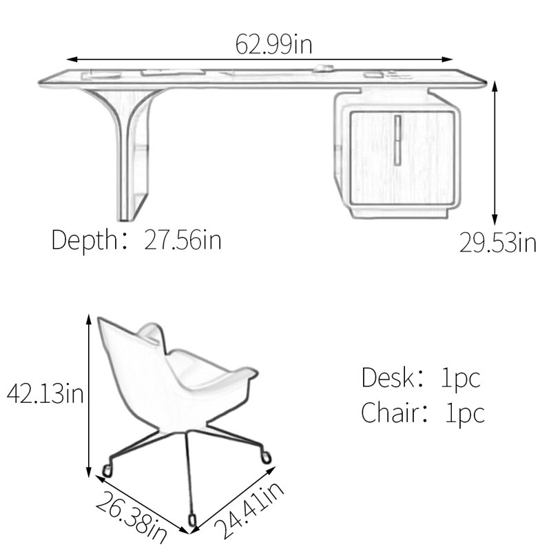 Bureau en bois massif de qualité supérieure, H 29,53 po x l 62,99 po x P 27,56 po
