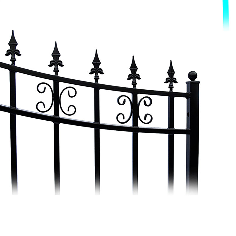 St. Louis Style Black Steel Arched Driveway Gate