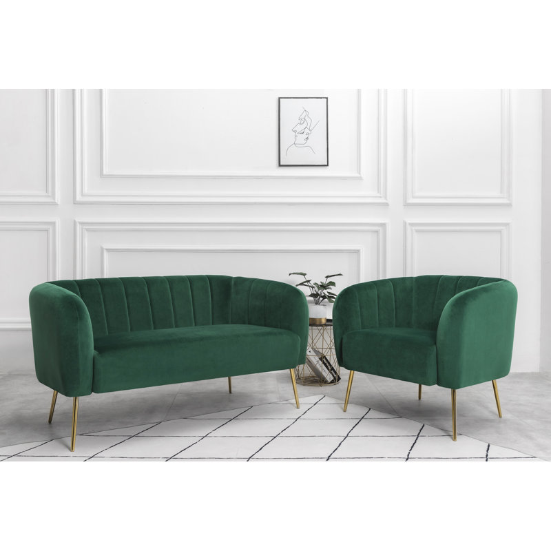 Bullock 2 Seater Velvet Loveseat, Green