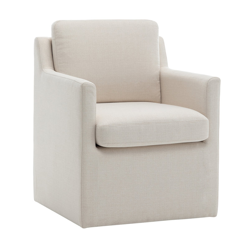 Dylan Rolling Dining Chair - Natural Performance Fabric with Recycled Polyester, White