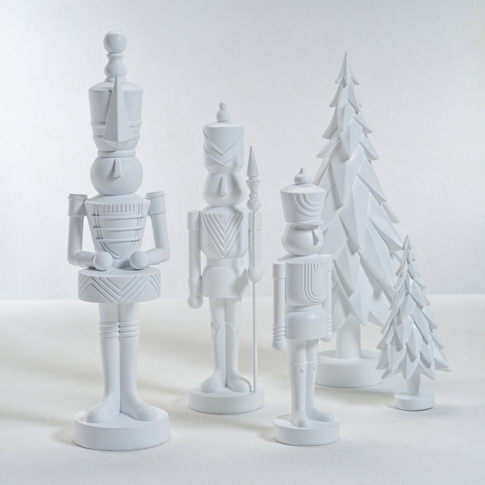 3-Piece Soldier Nutcracker Figurine Set, White