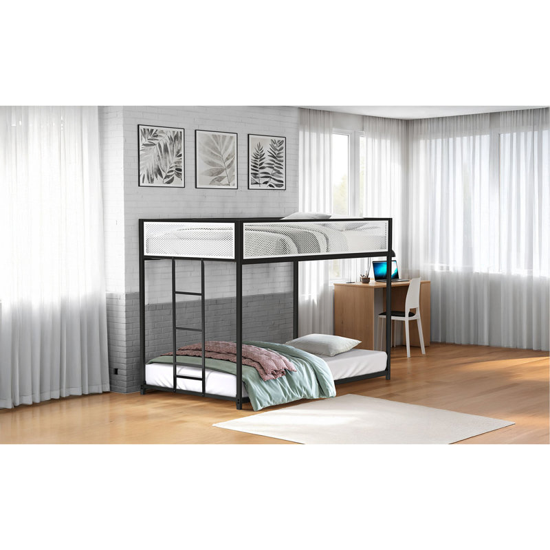 Lit double superposé en métal de style contemporain avec structure en métal, Simple sur simple