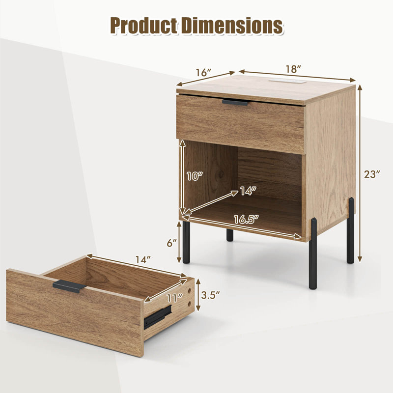 Table de chevet 1 tiroir naturelle