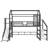 Full House Loft Bed with Slide & Stairs, Metal Playhouse Bed with Storage Shelves, Roof Design & Noise-Free Frame, Black-2115159072-2115159073
