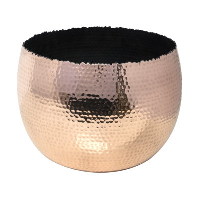 Hammered Metal Indoor Plant Pot Bowl
