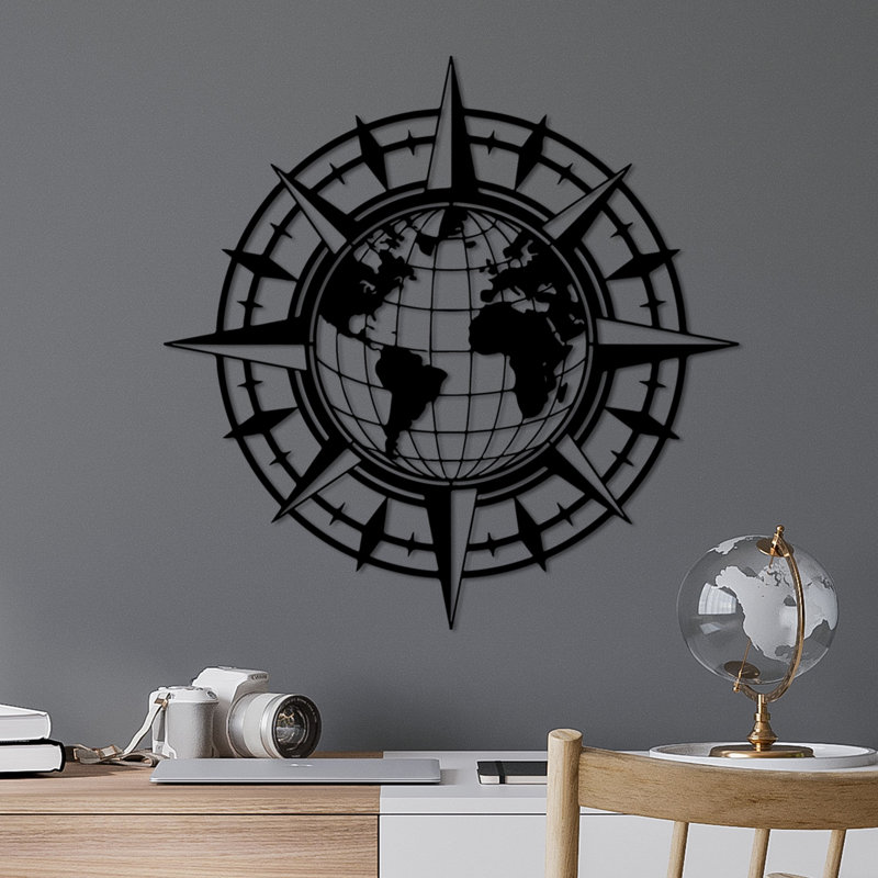 Elegant Decorative Metal Wall Accessory, Black Finish, 19.3 x 19.3 inches | 100% Metal, Thickness: 0.06 inches | Lightweight at 1.2 lbs, Easy Wall-Mounting Design | Perfect for Home Décor & Modern Interiors