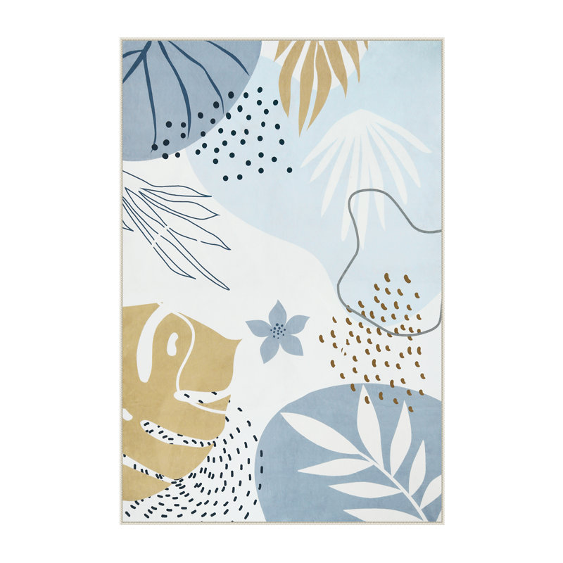 Kaldi Vibrant Spring Floral Print Machine Washable Area Rug with Non-Slip Backing for Living Room, Dining Room, Bedroom