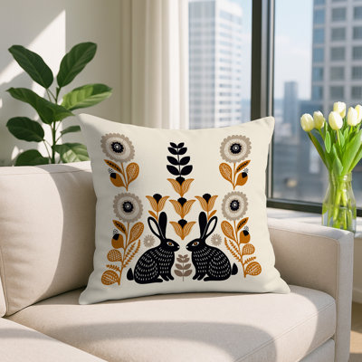 Oreiller carré réversible intérieur / extérieur Lexa Rabbit