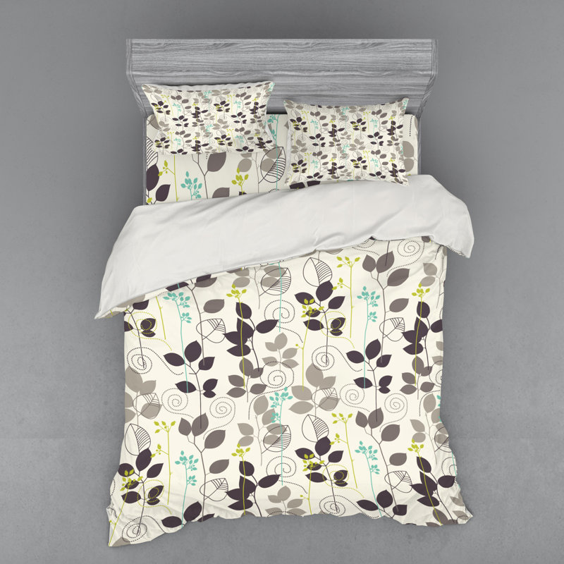 Ensemble de housse de couette en microfibre blanc / brun, Housse de couette grand + 3 pièces supplémentair