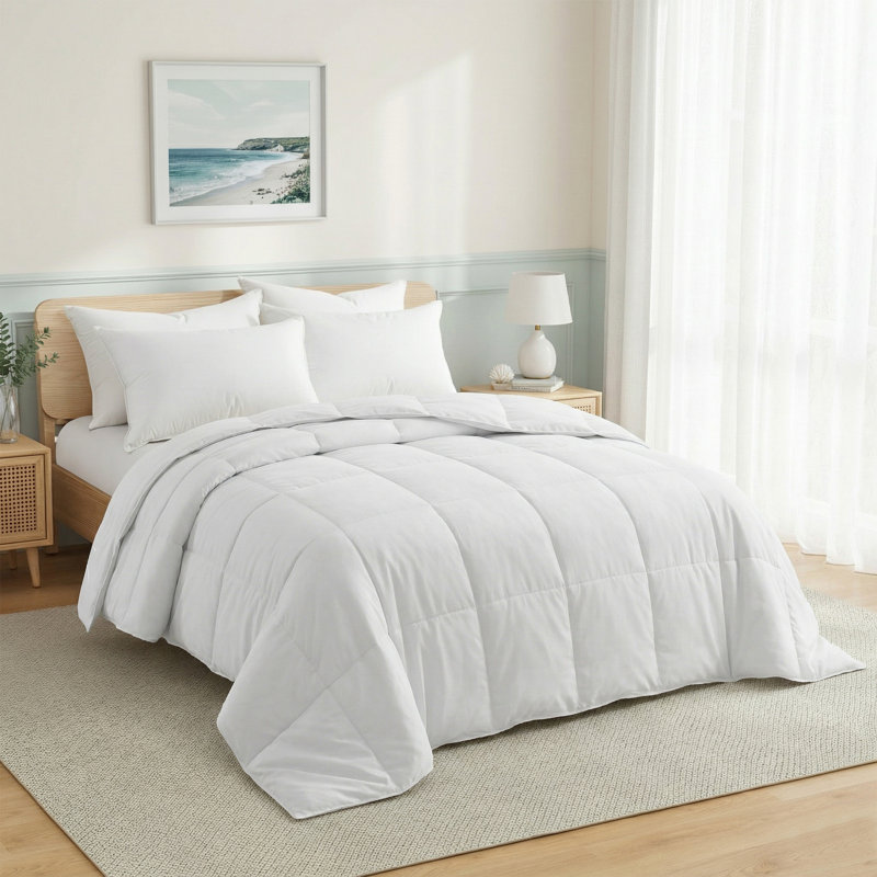 Couverture légère rembourrée de duvet pouvant servir de coussin de couette pour l'été, Édredon très grand, Blanc