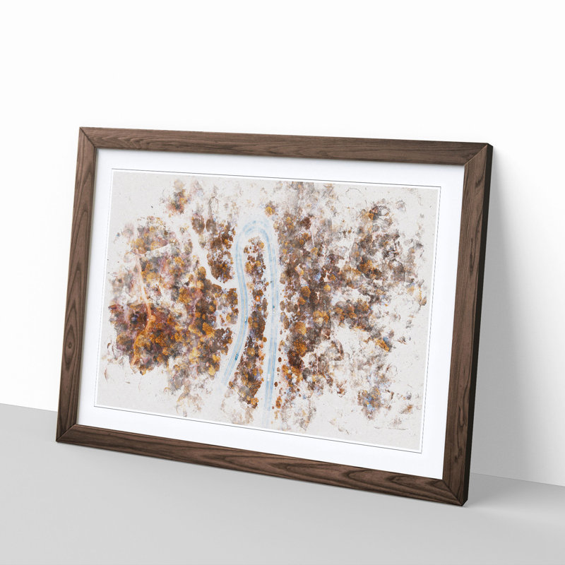 Bend in the Forest Road Watercolour - Picture Frame Graphic Art Print, 62cm H x 87cm W x 2cm D, Walnut Framed