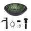 Lavabo de salle de bain vasque circulaire en verre 16,5 "avec bonde escamotable et robinet-118628274