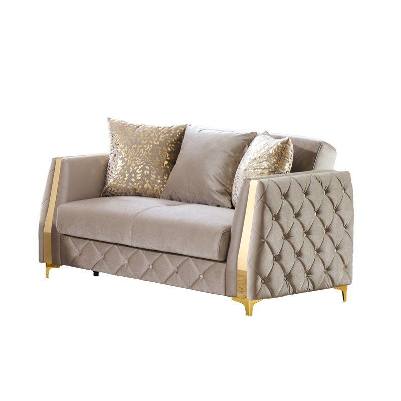 Causeuse-lit tapissier Keivin, Taupe