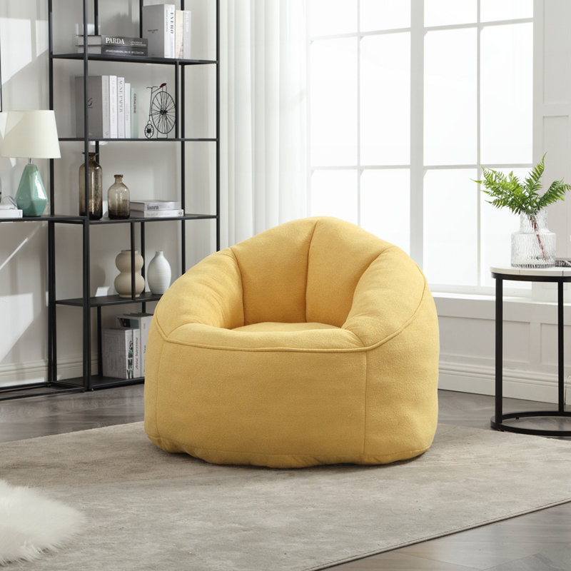 Fauteuil à billes souple avec repose-pieds, Jaune 