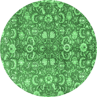 Tapis oriental en laine / polyester tissé à la machine Oliva - vert / gris