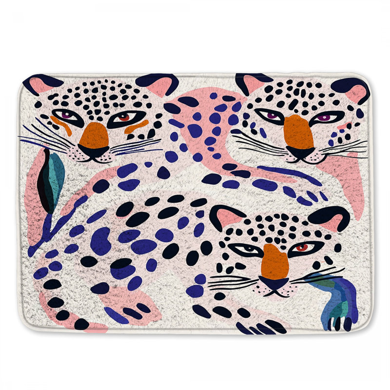 Abstract Leopards Illustration Bath Mat, L 24 po x L 17 po