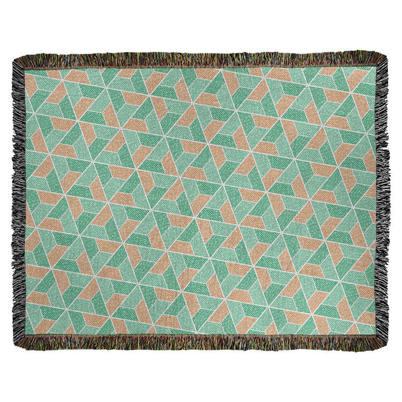 Couverture tissée Katelyn Elizabeth Trapezoids, l 37 po x L 52 po, Vert / Orange