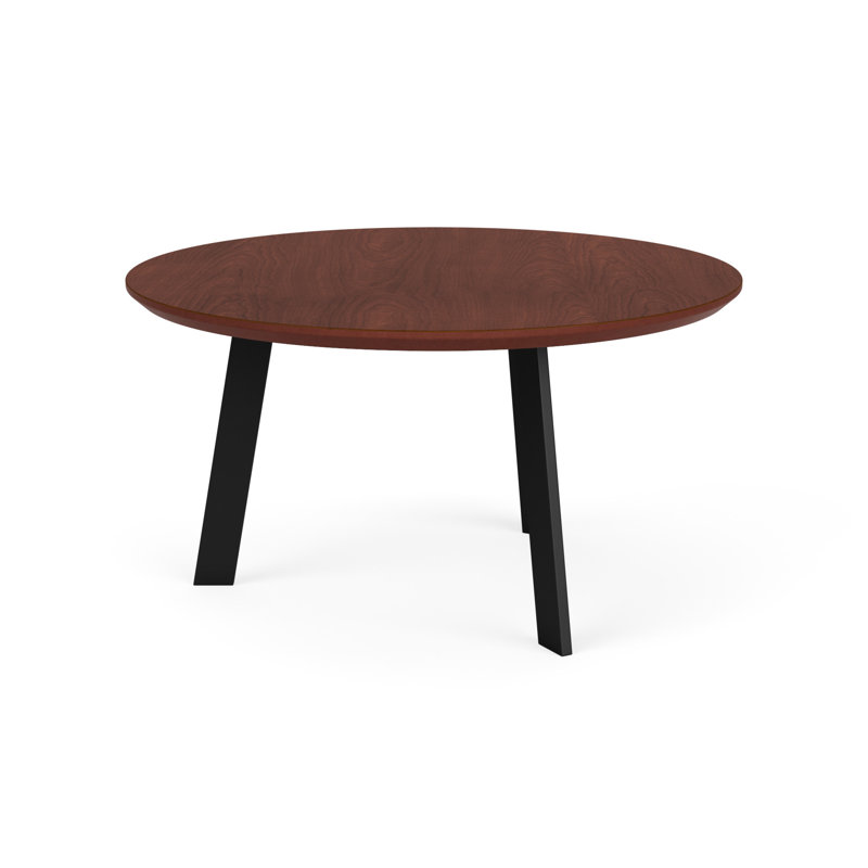 Luxe Conversational Table Steel Legs 30" Dia High Pressure Laminate Top, Canyon Cherry, Black