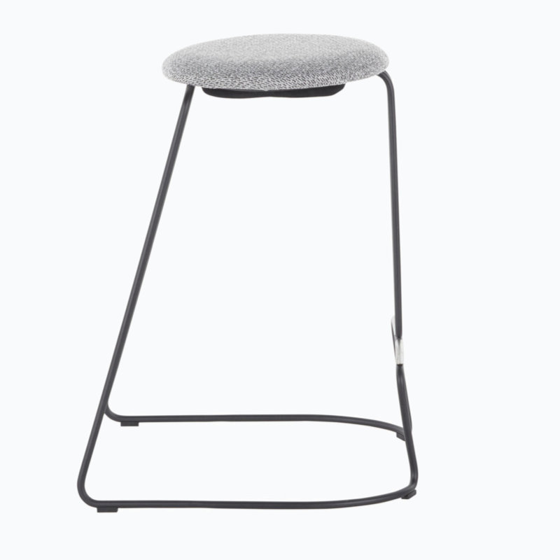 Black Steel and Charcoal Fabric Backless Counter Stool