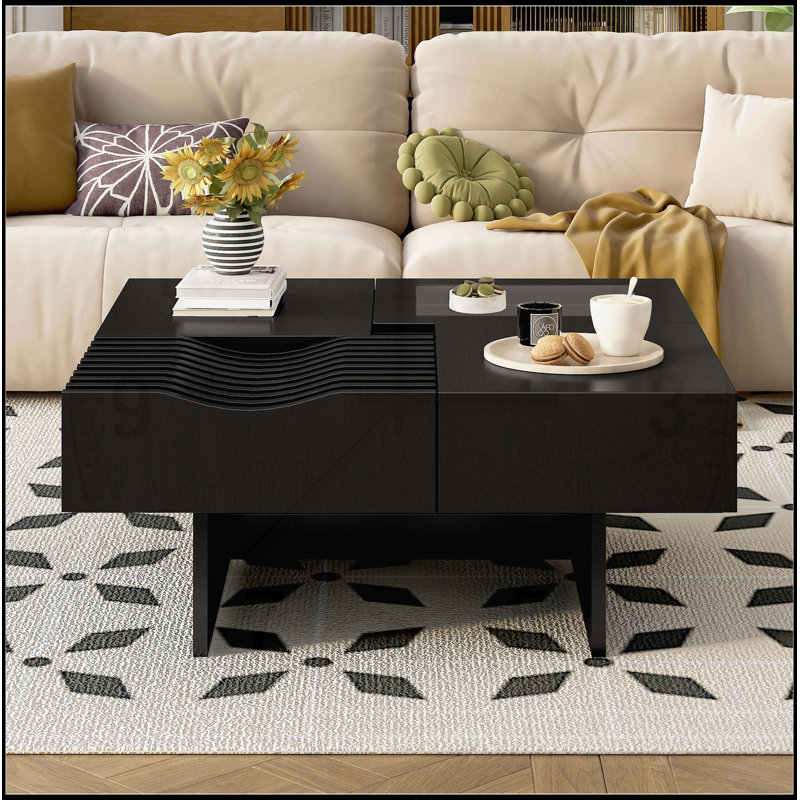 Table basse 33 po Mid Century, Noir