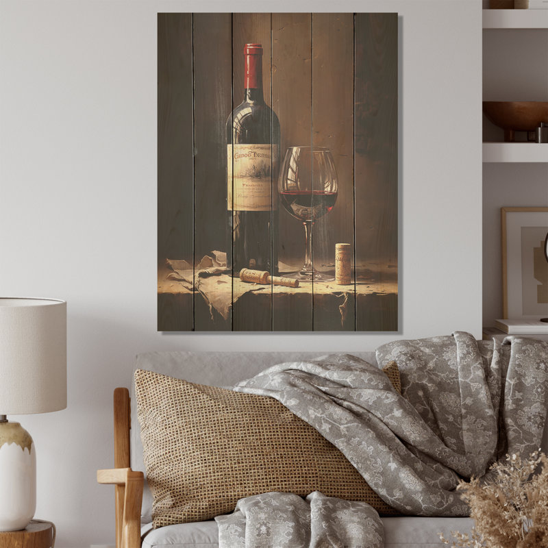Barolos Body - Vin panneau de bois, art mural sur bois de pin naturel, H 40 po x l 30 po