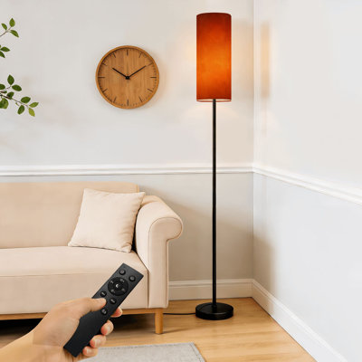 Lampe sur pied orange automnale à intensité variable avec télécommande et pédale avec abat-jour et abat-jour pour le bureau de la chambre à coucher