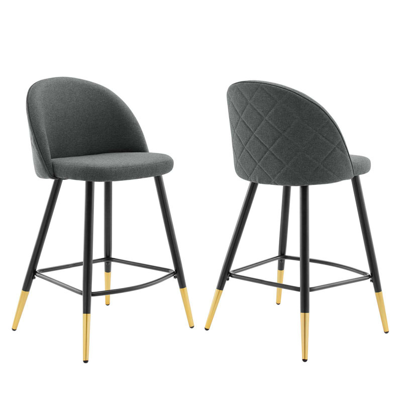 Tabourets de bar Cordial - ensemble de 2, Counter Stool (25" Seat Height), Dark Grey Velvet