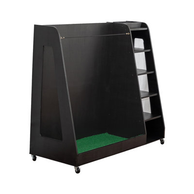47.24'' Wooden Golf Bag Organizer, Mobile Golf Bag Storage Rack Stand with Rolling Wheels, Large Capacity Golf Club Storage Shelf for Garage Shed Basement Home Golf Room
