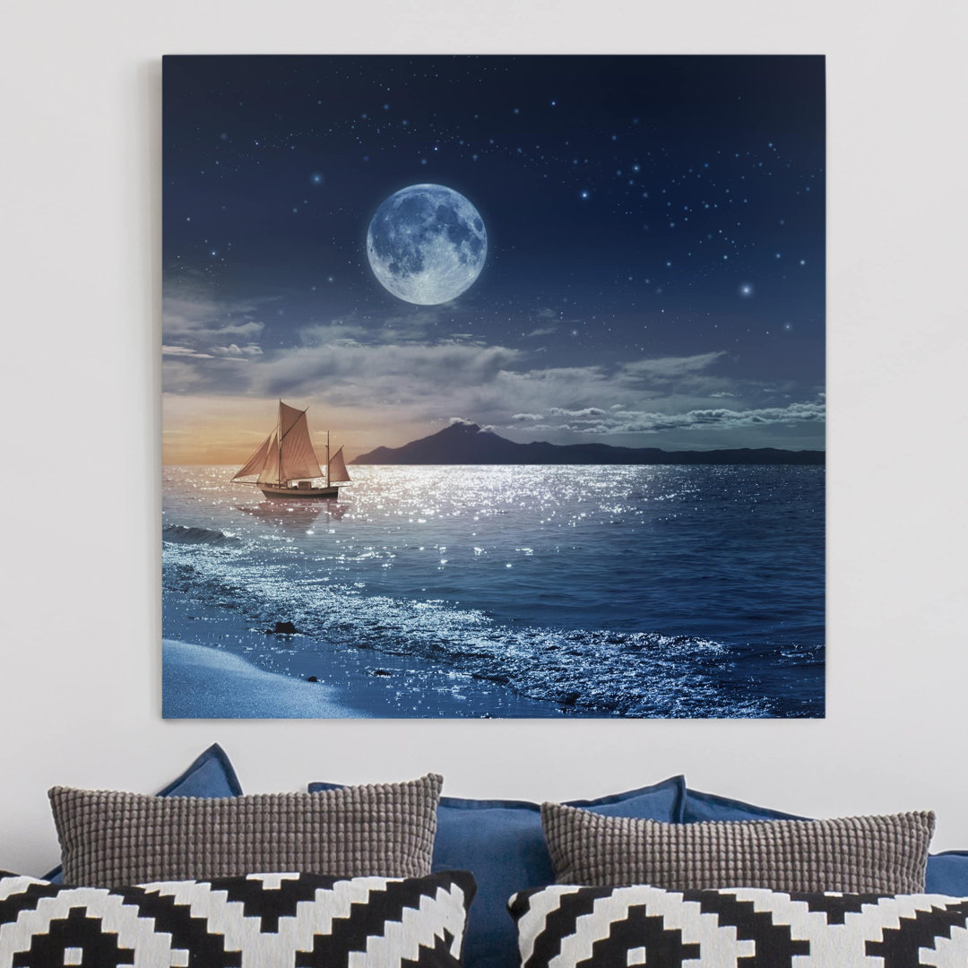 Leinwandbild Moon Night Sea