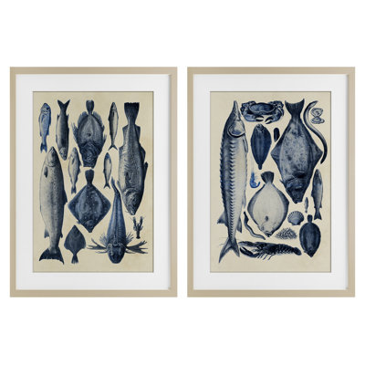 Ensemble de 2 reproductions sous-marines de diverses reproductions sous-marines bleues, par Alicia Longley
