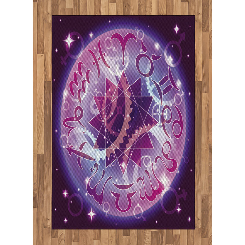 Astrology High Density Long Fiber Poly Threads Decorative Area Rug Carpet, Rectangle 4' x 5'8"