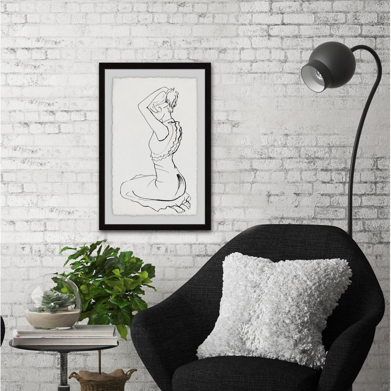 « cheveu updo », reproduction de peinture à l’acrylique encadrée, H 45 po x l 30 po