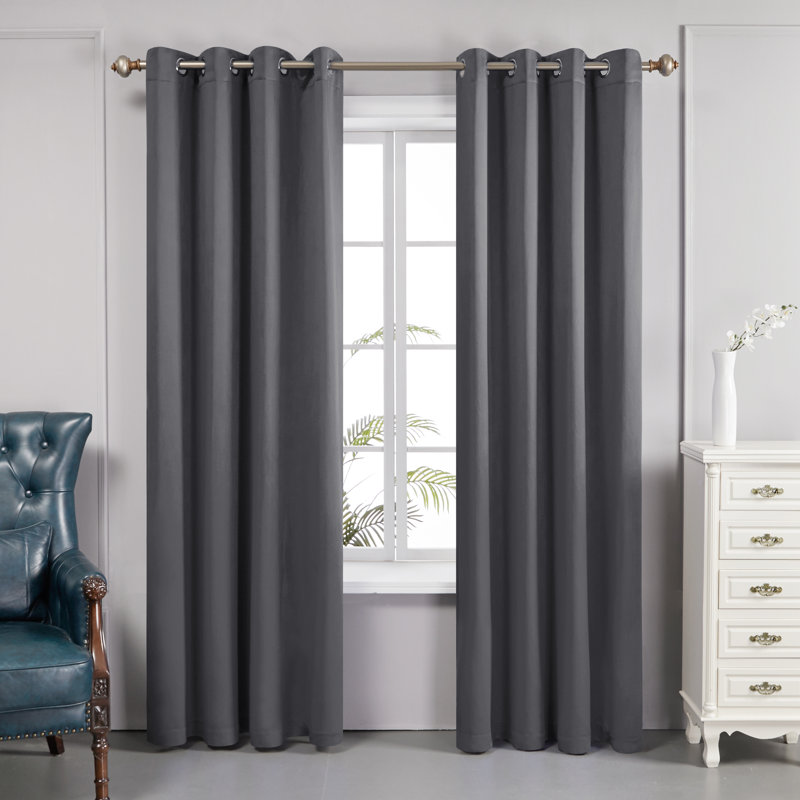 Paire de rideaux doublés occultant 100% Bursaite, L 52 po x L 108 po, Gris