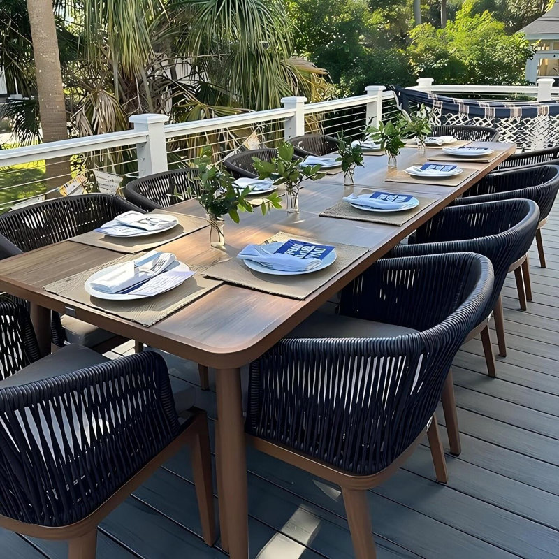 Ensemble 11 pièces de table et chaises de salle à manger d'extérieur Ensemble de meubles en rotin avec coussins pour patio
